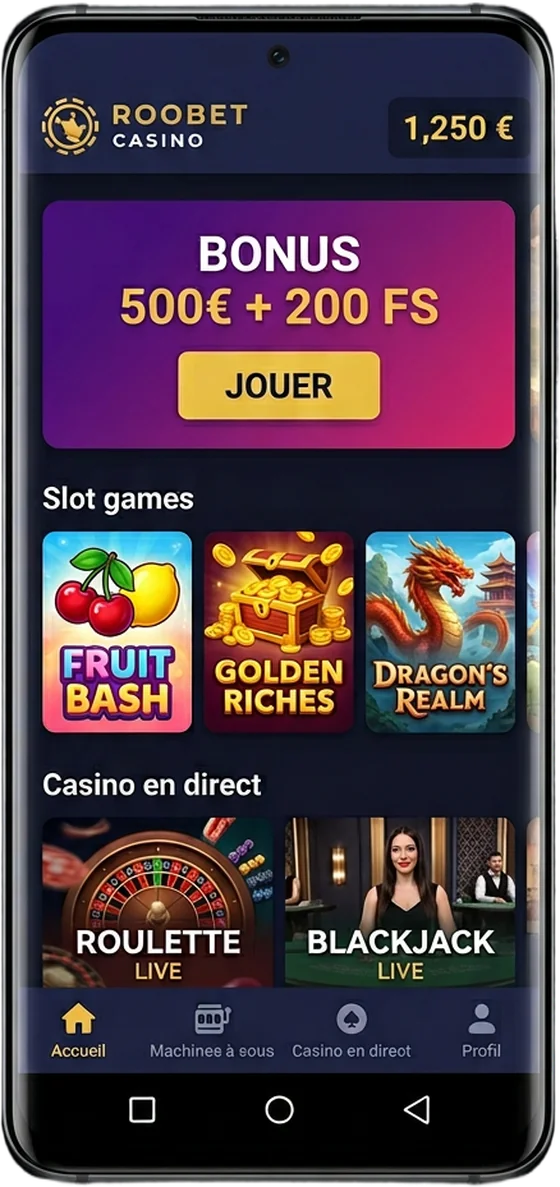 Aper&ccedil;u Roobet Casino sur mobile
